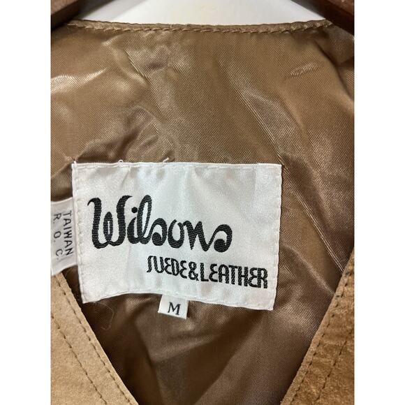 Wilson's Men's Suede Vest Sz M Brown Tan Adjustable Country Western Cowboy Rodeo - Picture 3 of 7